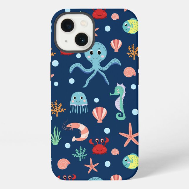 Cute Ocean Sea Life Pattern Iphone Case (Back)
