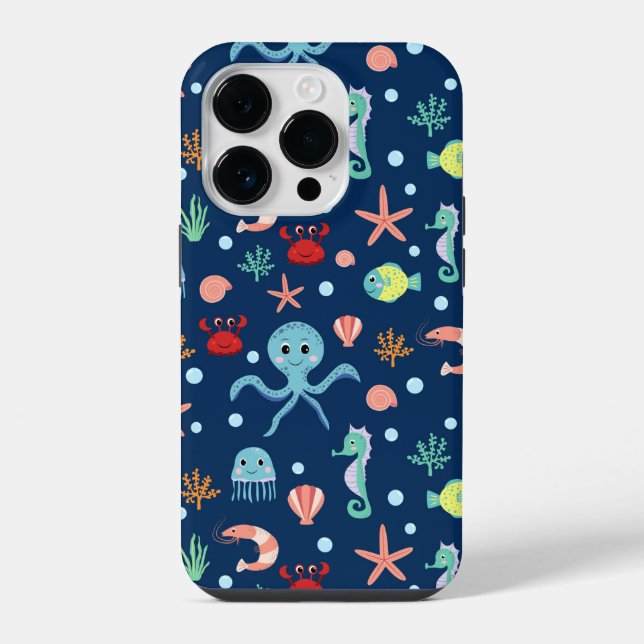 Cute Ocean Sea Life Pattern Iphone Case (Back)