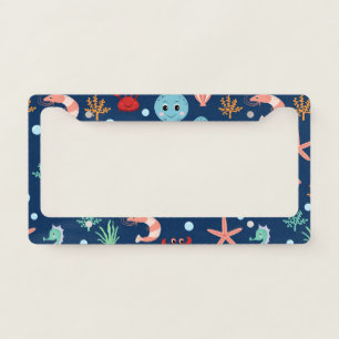 Cute Ocean Sea Life Pattern License Plate Frame