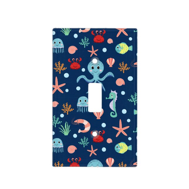 Cute Ocean Sea Life Pattern Light Switch Cover (Front)
