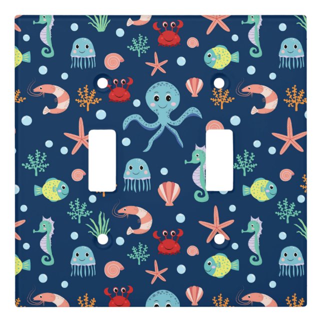 Cute Ocean Sea Life Pattern Light Switch Cover (Front)