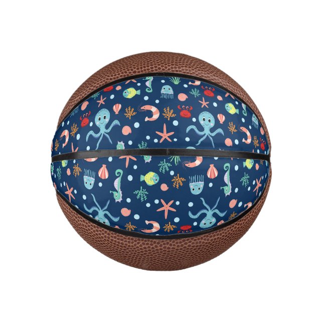 Cute Ocean Sea Life Pattern Mini Basketball (Front)