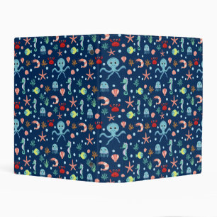 Cute Ocean Sea Life Pattern Mini Binder