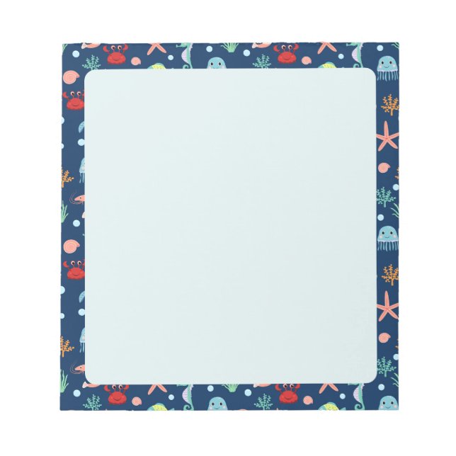Cute Ocean Sea Life Pattern Notepad (Front)