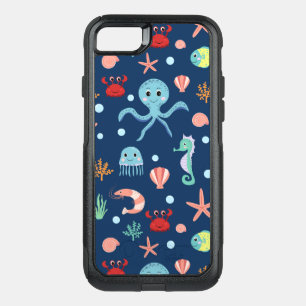 Cute Ocean Sea Life Pattern OtterBox Commuter iPhone SE/8/7 Case