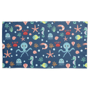 Cute Ocean Sea Life Pattern Pillow Case