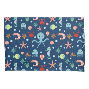 Cute Ocean Sea Life Pattern Pillow Case
