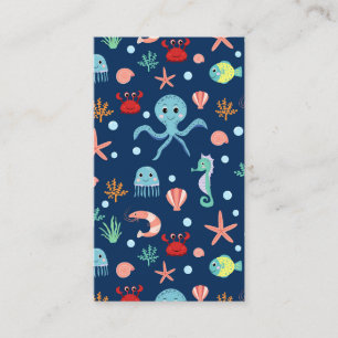 Cute Ocean Sea Life Pattern Place Card