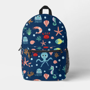 Cute Ocean Sea Life Pattern Printed Backpack