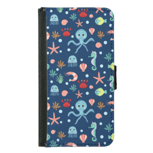 Cute Ocean Sea Life Pattern Samsung Galaxy S5 Wallet Case