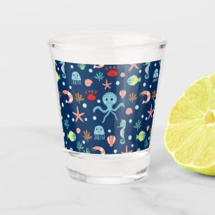 Cute Ocean Sea Life Pattern Shot Glass