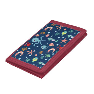 Cute Ocean Sea Life Pattern Tri-fold Wallet