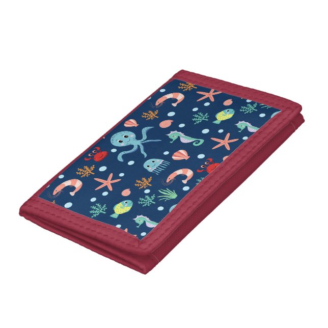 Cute Ocean Sea Life Pattern Tri-fold Wallet (Bottom)