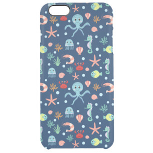 Cute Ocean Sea Life Pattern Clear iPhone 6 Plus Case