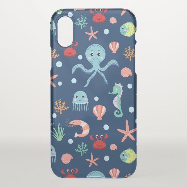 Cute Ocean Sea Life Pattern Uncommon iPhone Case (Back)