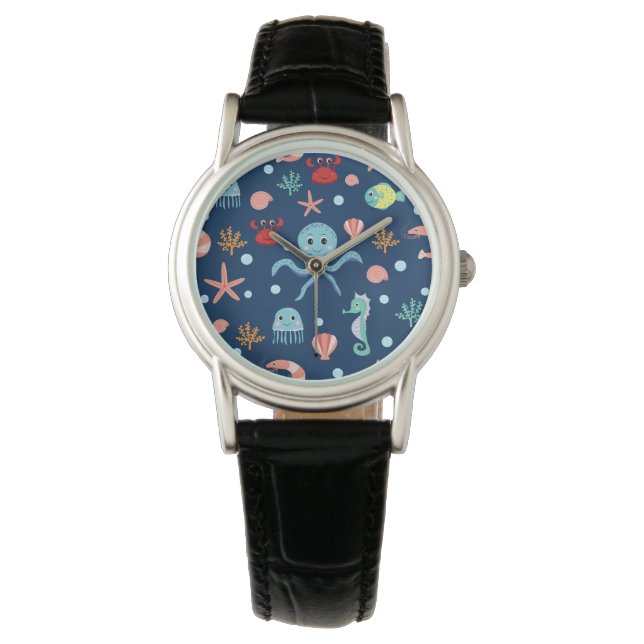 Cute Ocean Sea Life Pattern Watch (Front)