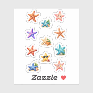 Cute Ocean Starfish Clipart Sheet, Watercolor Sea Sticker