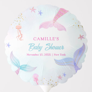 Cute Ocean Summer Mermaid Tail Baby Shower Balloon