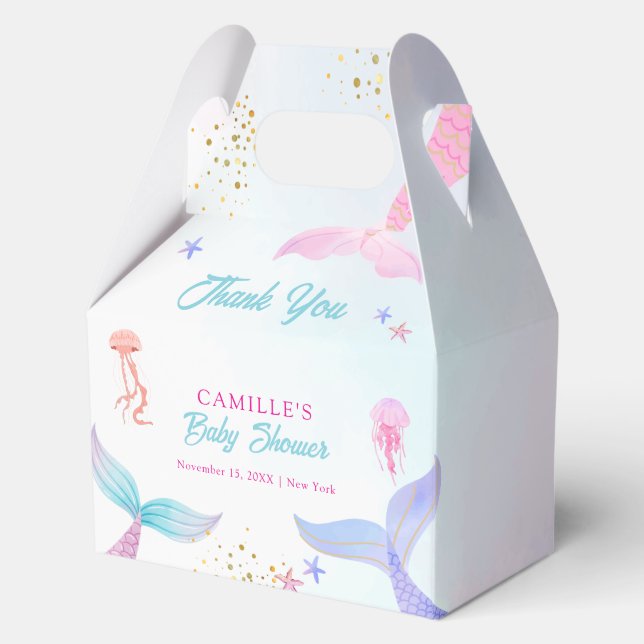 Cute Ocean Summer Mermaid Tail Baby Shower Favor Boxes (Front)