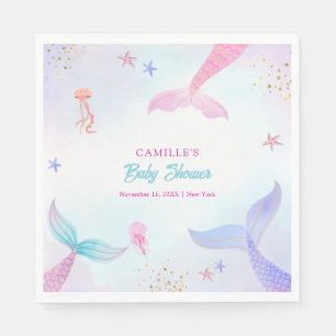 Cute Ocean Summer Mermaid Tail Baby Shower Napkins