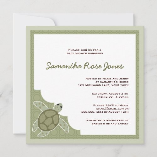 Cute Ocean Theme Baby Shower - Green Custom Announcement