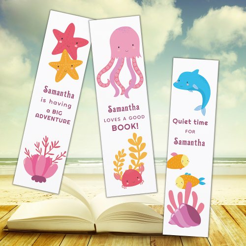 Cute Ocean Themed Kids Personalized Bookmarks