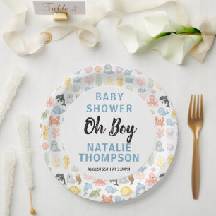 Cute Ocean Under the Sea Animal Baby Shower Paper Plates