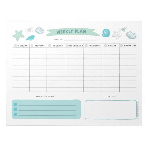 Cute Ocean Weekly Planner Notepad