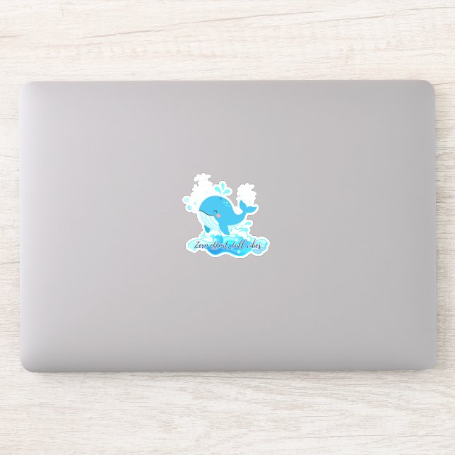 Cute Ocean Whale Die Cut Sticker – Calm Vibes (Computer)