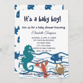 Cute ocean world boy baby shower invitation (Front/Back)