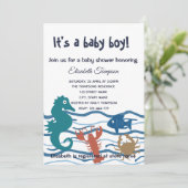 Cute ocean world boy baby shower invitation (Standing Front)