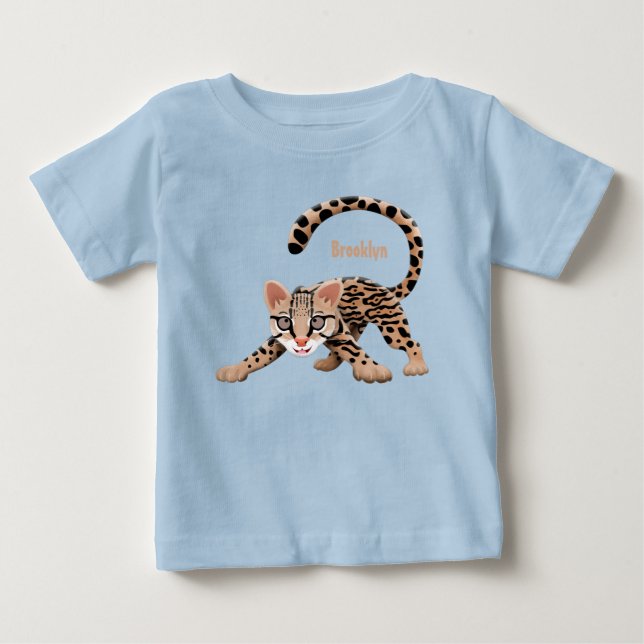 Cute ocelot cartoon illustration  baby T-Shirt (Front)