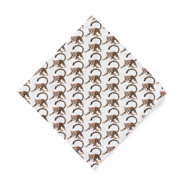 Cute ocelot cartoon illustration bandana (Front)