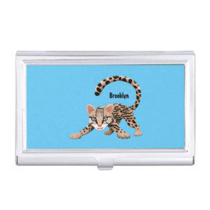 Cute ocelot cartoon illustration  business card case
