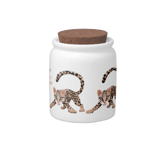 Cute ocelot cartoon illustration candy jar (Right)