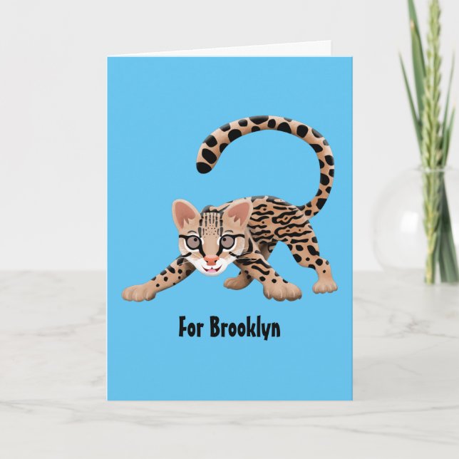 Cute ocelot cartoon illustration  card (Front)