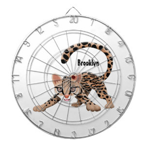 Cute ocelot cartoon illustration  dart board