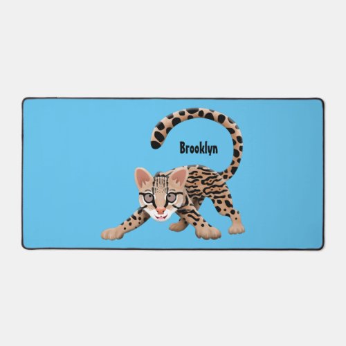 Cute ocelot cartoon illustration  desk mat