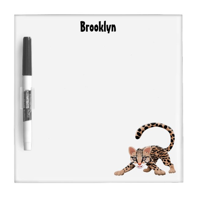 Cute ocelot cartoon illustration  dry erase board (Front)
