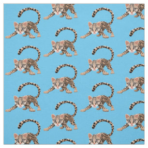 Cute ocelot cartoon illustration fabric
