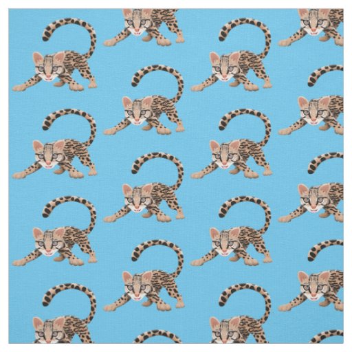 Cute ocelot cartoon illustration fabric