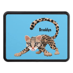Cute ocelot cartoon illustration  hitch cover