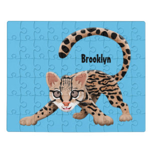 Cute ocelot cartoon illustration jigsaw puzzle