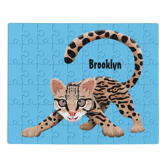 Cute ocelot cartoon illustration jigsaw puzzle (Puzzle Horizontal)
