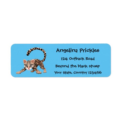 Cute ocelot cartoon illustration label