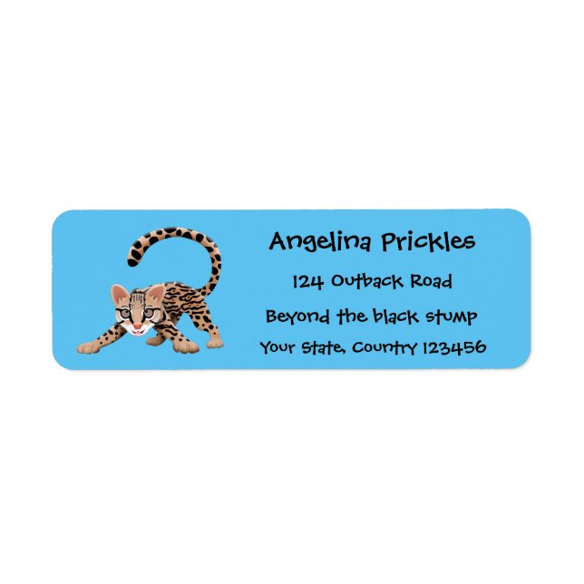 Cute ocelot cartoon illustration label (Front)