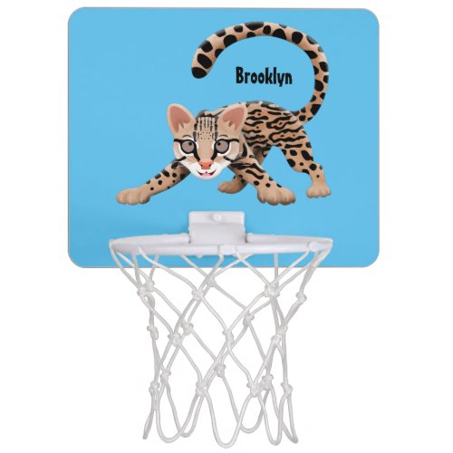 Cute ocelot cartoon illustration  mini basketball hoop