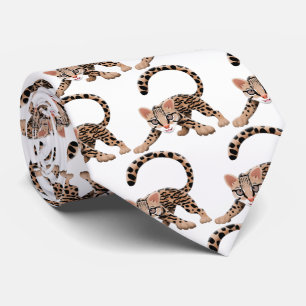 Cute ocelot cartoon illustration neck tie