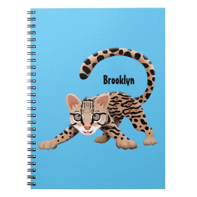 Cute ocelot cartoon illustration  notebook (Front)
