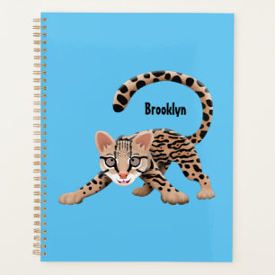Cute ocelot cartoon illustration planner